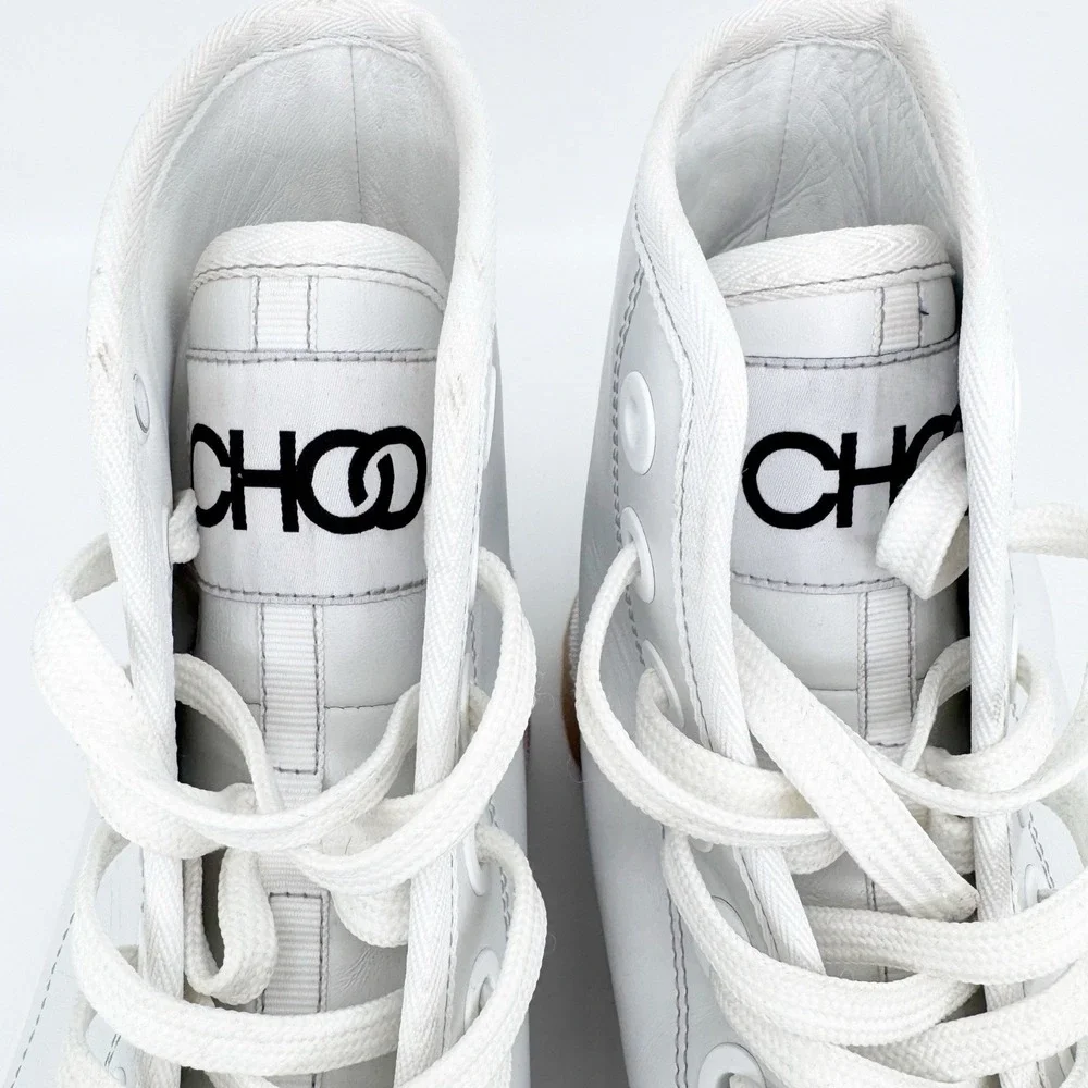 Jimmy Choo‎ Mens Nord Sneaker Boot US 10 EU 43 White Leather Suede Chunky 90s